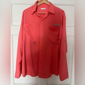 Columbia Men’s Bahama II Long Sleeve PFG Shirt - Salmon - Size M
